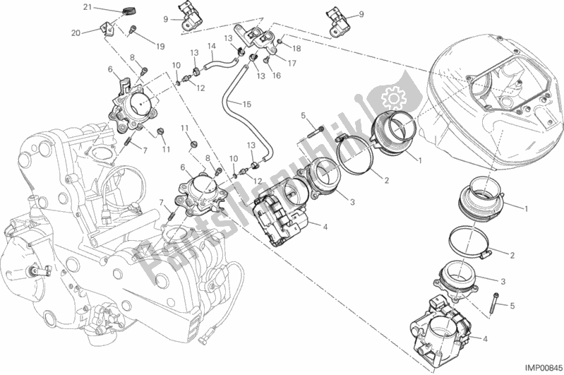 All parts for the Throttle Body of the Ducati Hypermotard USA 821 2015